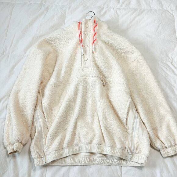 Free People FP Movement Was She Fuzzy Sherpa White Cream Hoodie Pullover Sz S - Picture 5 of 12